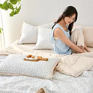 (網路獨家)英國Abelia《紛紛飛花》特大天絲木漿纖維拼接四件式兩用被床包組-藍色