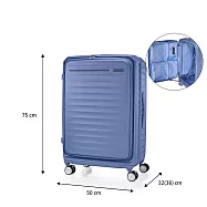 American Tourister - 美國旅行者 FRONTEC前開式上掀式可擴充輕量28吋行李箱旅行箱 元素藍