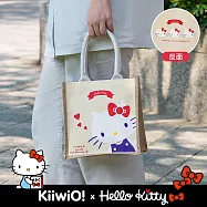 三麗鷗 x Kiiwi O! 聯名款.萌萌大臉系列雙面棉麻手提袋 Hello Kitty