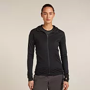 【紐西蘭Icebreaker】女 Descender RealFleece&trade; 長袖刷毛保暖連帽外套-300 S 黑色