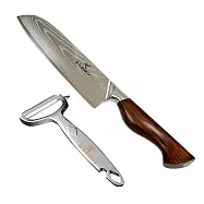 【金永利鋼刀】NK3a龍紋大馬士革鋼 蔬果料理三德刀17cm (送鋅合金刨刀)