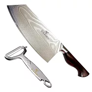 【金永利鋼刀】NK1-2a龍紋大馬士革鋼 蔬果料理尖切刀18cm (送鋅合金刨刀)