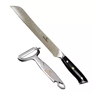 【金永利鋼刀】BN-01龍紋大馬士革鋼 麵包刀23cm (送鋅合金刨刀)