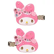 日本三麗鷗Sanrio少女瀏海髮夾 立體造型髮飾2入組A301 086豪華水鑽款(可選凱蒂貓/酷洛米/美樂蒂)Hello Kitty Kuromi Melody 美樂蒂