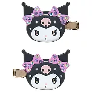 日本三麗鷗Sanrio少女瀏海髮夾 立體造型髮飾2入組A301 086豪華水鑽款(可選凱蒂貓/酷洛米/美樂蒂)Hello Kitty Kuromi Melody 酷洛米