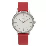 COACH 簡約皮革錶帶手錶-紅