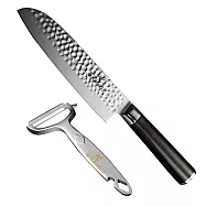 【金門金永利】SK8龍紋捶打大馬士革鋼 三德刀17cm (送鋅合金刨刀)