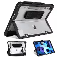 □升級肩背功能!! 透明保護殼 可裝鍵盤□微軟 Microsoft Surface Pro 12吋 2025 平板電腦保護套 筆槽收納 多角度支架 附手握帶及肩背帶 黑色