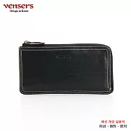 【vensers】牛皮潮流個性皮夾(TJ821001黑色長夾)