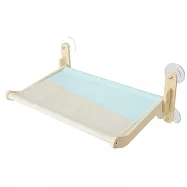 貓床 加大木製 可折疊大吸盤貓吊床(貓窩/貓掛床/寵物用品/寵物床/貓架/貓床) 灰藍