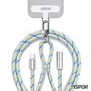 ASPOR多用背繩100W快充傳輸線Type C to Type C(A078) 海鹽檸檬