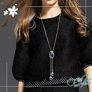 【伊飾童話】 魅惑鬱金香 水晶鑽流蘇伸縮長鍊/藍