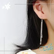 【伊飾童話】流蘇水滴 層次長垂墜銅電鍍銀耳環