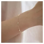 【Hera 赫拉】鑲鑽圓盤細款手鍊 H114091805 金色