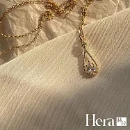 【Hera 赫拉】典雅黃金蕾絲水滴鑲鑽項鍊 H114091808 金色