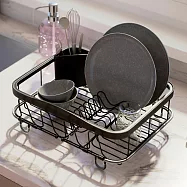 《Umbra》Sinkin伸縮餐具碗盤瀝水架(墨黑36.5cm) | 碗盤收納架 流理臺架