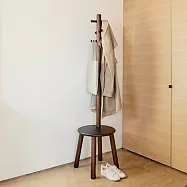 《Umbra》加拿大 Pillar 2in1木質衣架椅凳 - 胡木黑 - 胡木黑