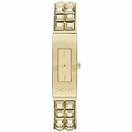 DKNY 前衛姿態錐形鉚釘時尚腕錶-金