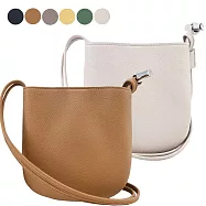 LONGCHAMP LE ROSEAU系列金屬竹節粒面牛皮雙肩帶斜背包(小) 胡桃棕