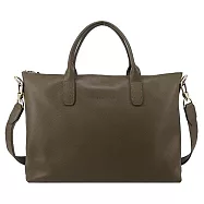 LONGCHAMP LE FOULONN?系列牛皮手提/斜背兩用公事包(小) 酸豆綠