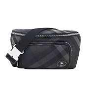 BURBERRY Grid 戰馬盾牌標誌格紋腰包 炭灰色