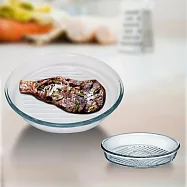 BORCAM GRILL耐熱玻璃圓形油切烤盤-1720cc-2入