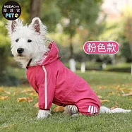 摩達客寵物-都會風狗狗全包連身四腳雨衣 多色可選 多尺寸可選 反光條 防水 雨天外出必備 粉色2XL