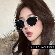 【SUNS】韓版貓眼墨鏡 高質感金屬框 奢華明星款眼鏡 顯小臉潮流墨鏡 抗UV400 S511 象牙灰