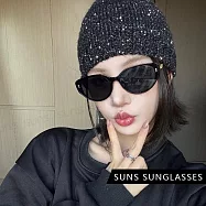 【SUNS】韓版貓眼墨鏡 高質感金屬框 奢華明星款眼鏡 顯小臉潮流墨鏡 抗UV400 S511 墨影黑