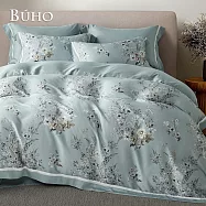 《BUHO》300織100%TENCEL純天絲&trade;七件式兩用被床罩組-雙人特大 《嘉卉-青》