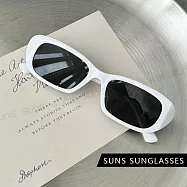 【SUNS】抗UV太陽眼鏡 復古港風方框墨鏡 經典潮流墨鏡 高質感墨鏡 S520 白框灰片