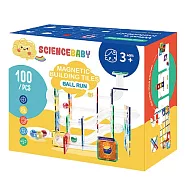ScienceBaby - 雪鑽磁力片|球道組100片|透明管、彩色管|3歲+ 球道組-透明管100片