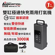 【安伯特】雙缸極速快充兩用打氣機(無線/有線) 國家認證 一年保固 (充氣機 輪胎 胎壓檢測 露營車SUV、RV、PICKUP大尺寸胎必備)