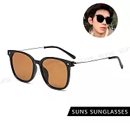 【SUNS】韓版ins方框墨鏡 明星款墨鏡 顯小臉潮流墨鏡 高質感金屬框 抗UV400 521 黑框茶片