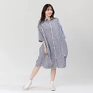 好我_Nancy寬鬆開襟口袋棉質洋裝 FREE 深藍格子