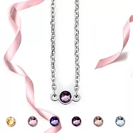 MASSA-G【NOX】尼克斯金屬鍺錠白鋼水晶項鍊(單顆奧地利水晶) 勃根地酒紅 42+4cm