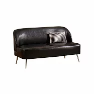 IDEA-古典藝術光澤油蠟皮雙人沙發/兩色可選 黑色