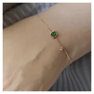 【Hera 赫拉】日式輕奢祖母綠寶石方鑽鋯石手鍊 H114092502 金色