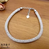 時尚經典立體簍空網織設計925純銀手鍊.白金色(附贈禮盒.拭銀布)