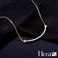 【Hera 赫拉】氣質鈦鋼一字微笑吊墜鎖骨鍊/項鍊 H114100205 金色