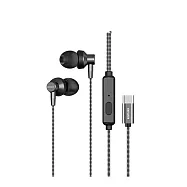 AIWA愛華 防纏繞TYPE-C有線耳機(120cm) ESTM-138 黑色