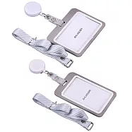 【E.dot】超值2入組可拆式頸繩伸縮識別證套 (門禁卡套 悠遊卡套) 灰色-豎款