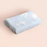 《Embrace英柏絲》純天絲x3D網布 兒童工學記憶枕 純天絲枕套 3D網布不悶熱 成長型 JIS日規大和抗菌(多色任選) (藍)小貓與蝶-藍1入