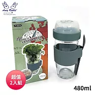 安妮兔 玻璃輕食多用瓶480ml(附匙) P-A078 超值2入組