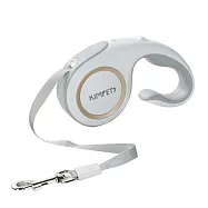摩達客寵物-Kim Pets 優雅簡約寵物自動伸縮牽繩拉繩/5米長/四色可選 雪山白