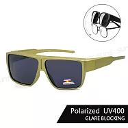 【SUNS】近視用外掛式墨鏡 特大框偏光墨鏡/套鏡 包覆式太陽眼鏡(可套鏡) 抗UV400 防眩光 沙金綠