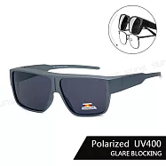 【SUNS】近視用外掛式墨鏡 特大框偏光墨鏡/套鏡 包覆式太陽眼鏡(可套鏡) 抗UV400 防眩光 砂灰藍