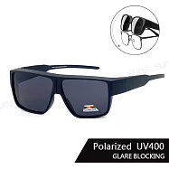 【SUNS】近視用外掛式墨鏡 特大框偏光墨鏡/套鏡 包覆式太陽眼鏡(可套鏡) 抗UV400 防眩光 砂黑框