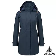 【ATUNAS 歐都納】女款GORE-TEX防水透氣+保暖羽絨二件式中長版風衣外套/大尺碼A1GT2514W- M 藍黑