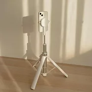 美極品【 三腳快開棒-磁吸版 】全機型適用 N52磁吸+夾具 一丟即開 丟丟棒 藍牙遙控 旅行必備 皓月白